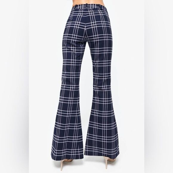 NWOT Smythe Bootcut Pant In Navy Plaid Grid Size 12 - Picture 7 of 10
